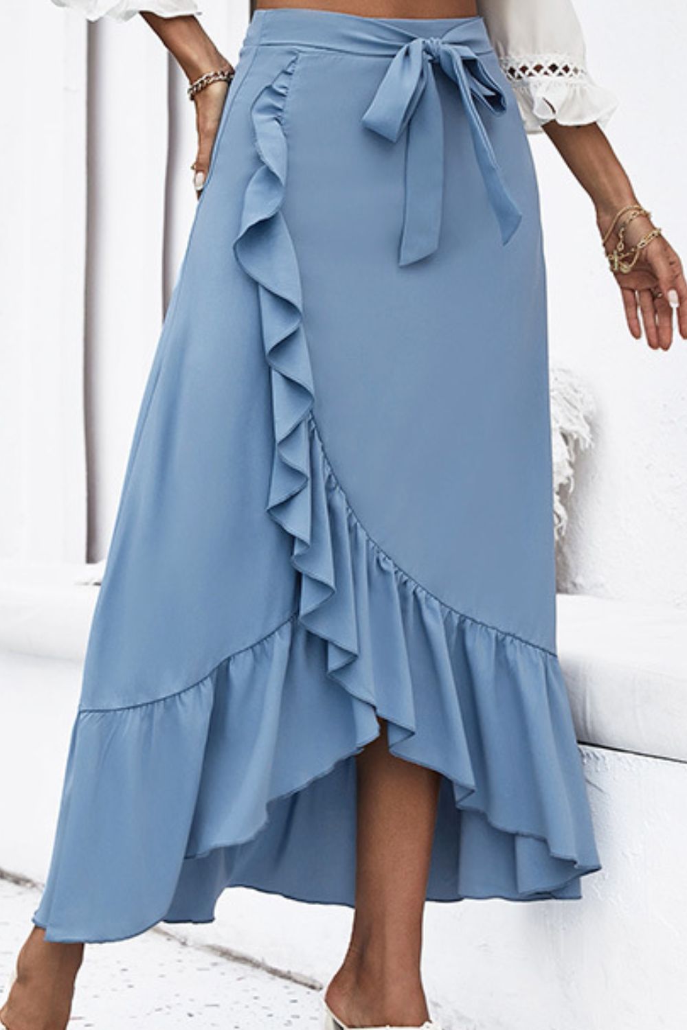 Honey Ruffle Trim Tied Skirt