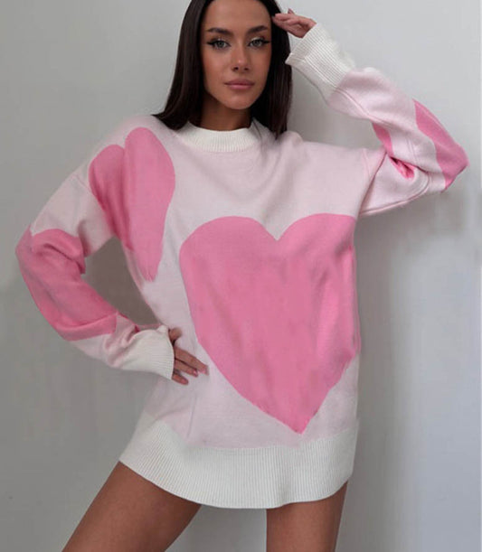 New round neck fashion pullover heart sweater