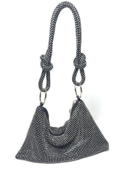 Knotted rhinestone pure handmade bag