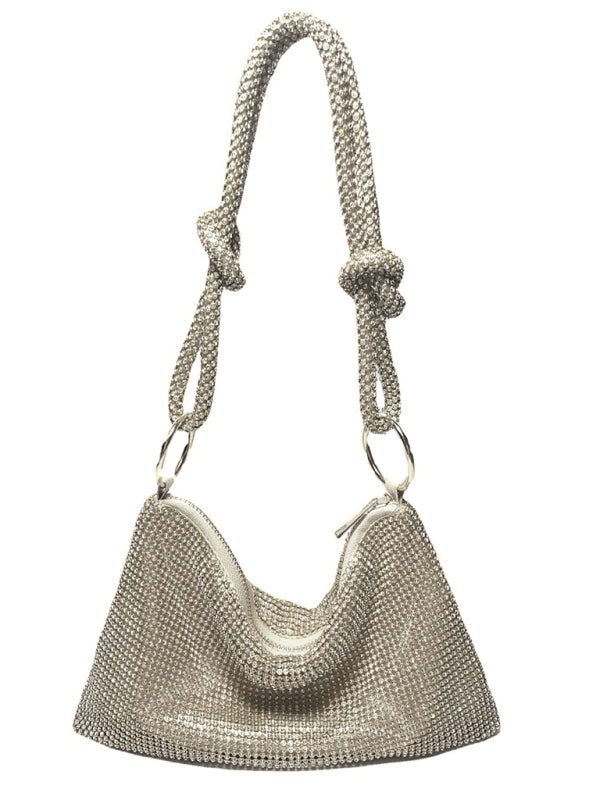 Knotted rhinestone pure handmade bag