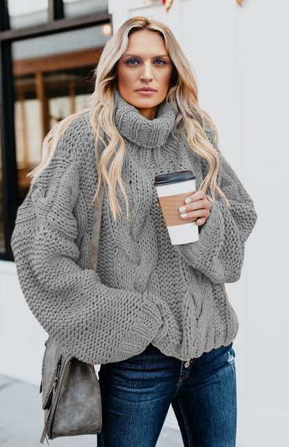 Women's  Thick Knit Turtleneck Pullover Sweater