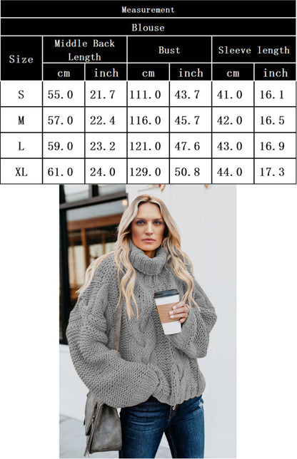 Women's  Thick Knit Turtleneck Pullover Sweater