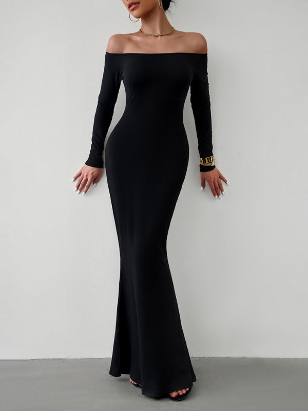 Fashion women's new sexy and elegant slim one-shoulder dress