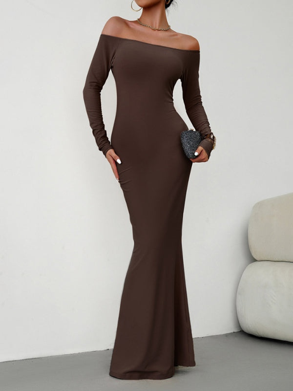 Fashion women's new sexy and elegant slim one-shoulder dress