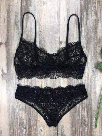 New lace sexy lingerie set solid color eyelash lace set