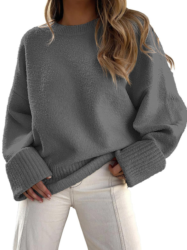 New versatile street style round neck pullover loose women's sweater