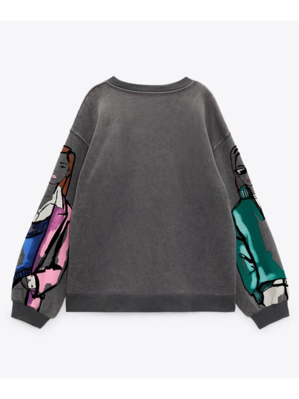 New autumn and winter thin velvet printed casual sweatshirt pullover sweatshirt