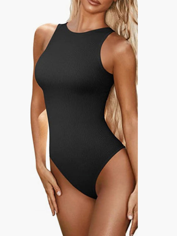 women‘s sexy  round neck  sleeveless bodysuit