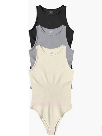 women‘s sexy  round neck  sleeveless bodysuit