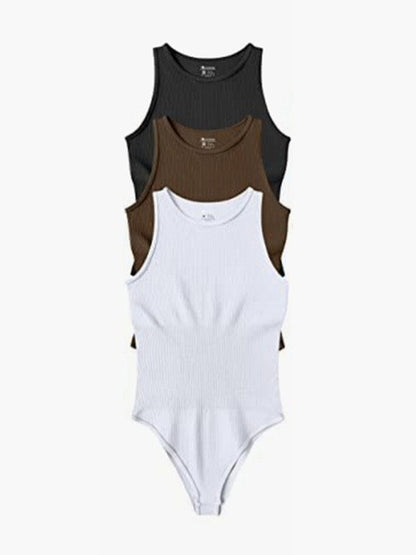 women‘s sexy  round neck  sleeveless bodysuit