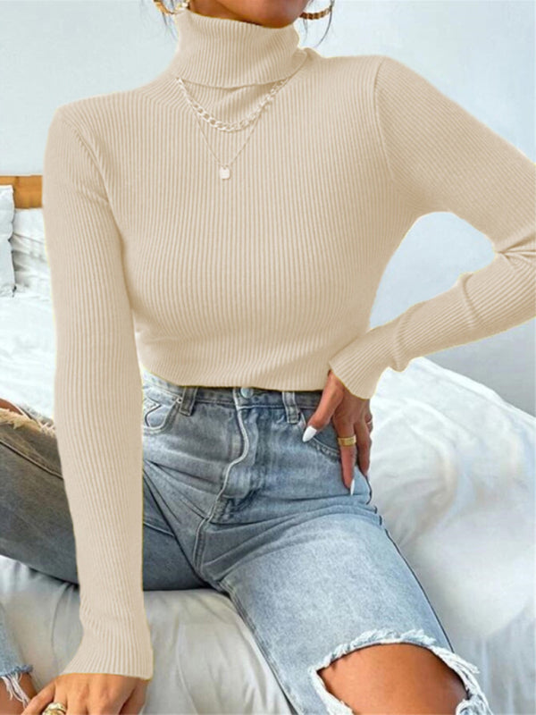 Women's  turtleneck tight knit top