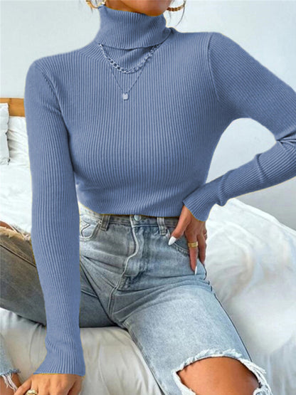 Women's  turtleneck tight knit top