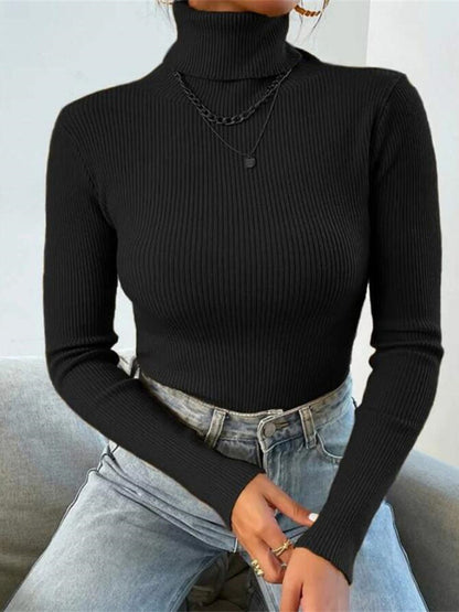 Women's  turtleneck tight knit top