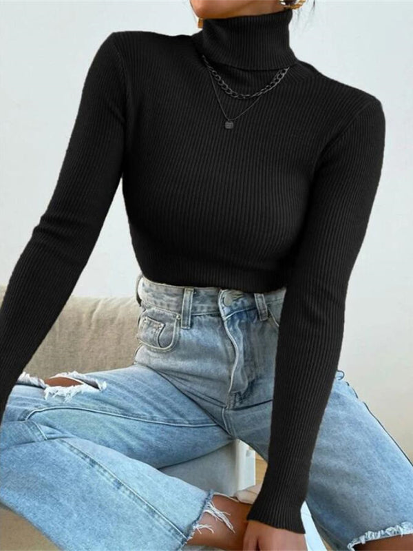 Women's  turtleneck tight knit top