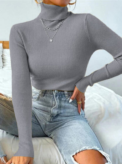 Women's  turtleneck tight knit top