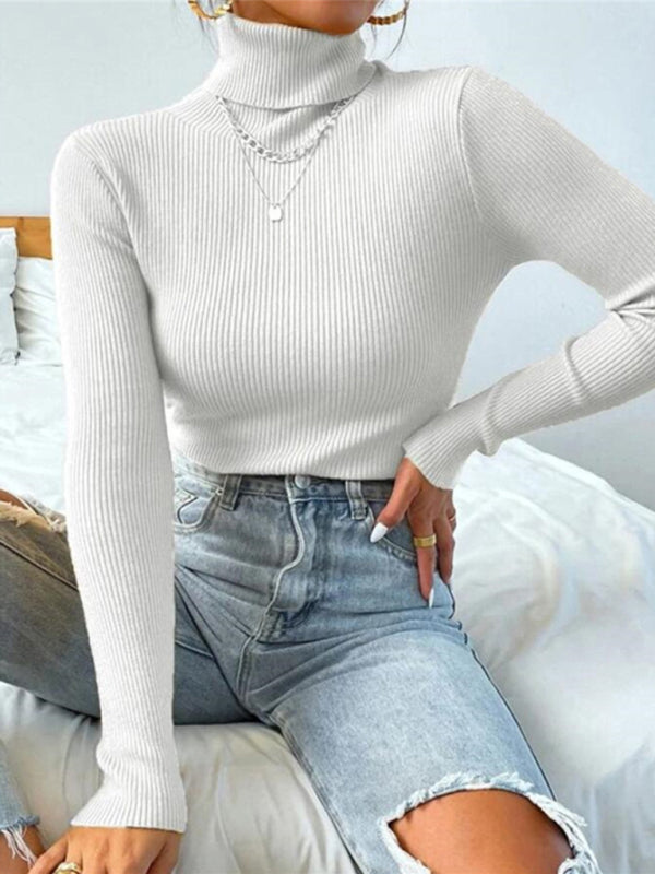 Women's  turtleneck tight knit top