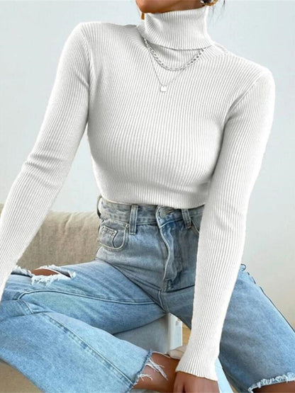 Women's  turtleneck tight knit top