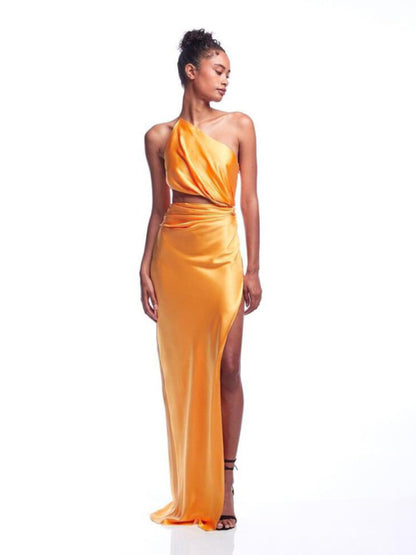 Elegant Backless Draped Evening Dress