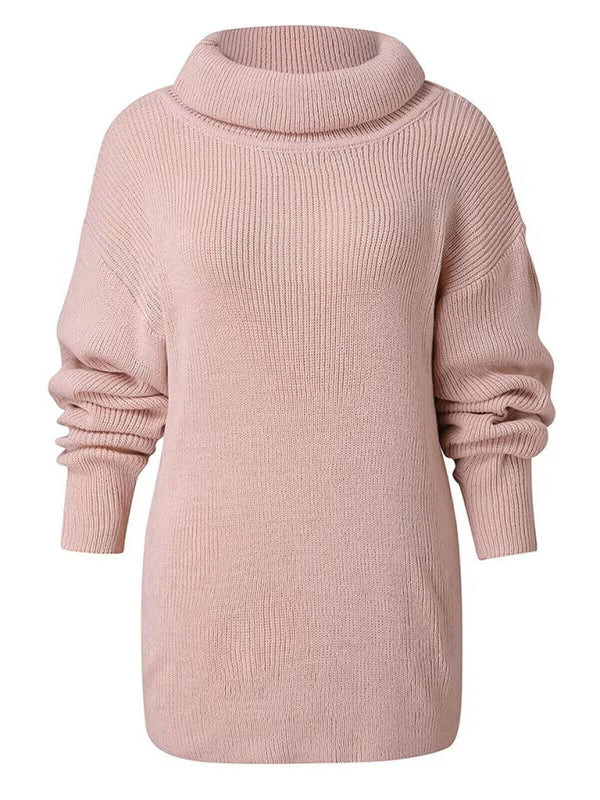 Women's casual loose solid color turtleneck sweater