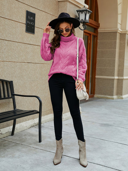 Women's Turtleneck Twist Bell Sleeve Sweater