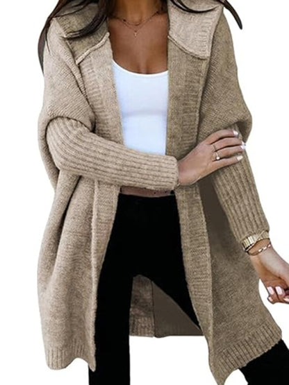 Women's Fashion Open Cardigan Hooded Loose Knitted Sweater