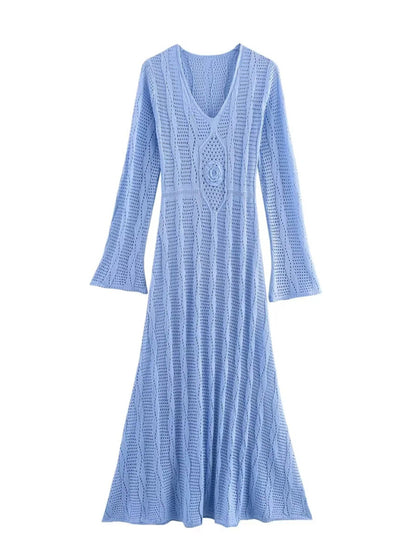 Women's Vacation Long Sleeve Long Knit Dress