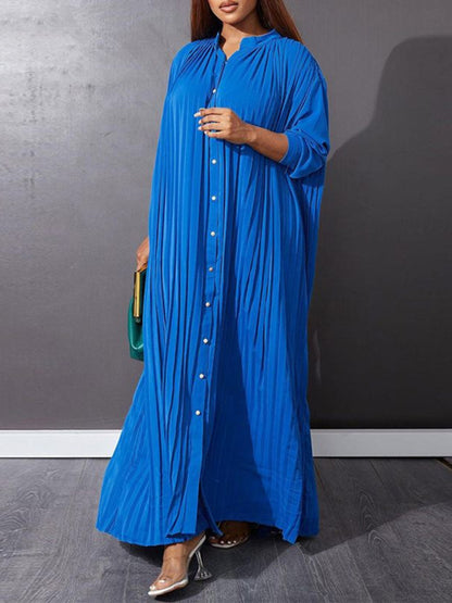 Plus size women's new fashion loose casual pleated dress