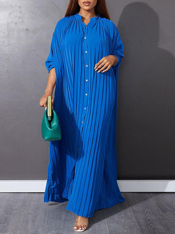 Plus size women's new fashion loose casual pleated dress