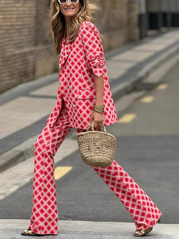 Autumn and Winter Fashion Casual Printed Women's Two-Piece Suit Set